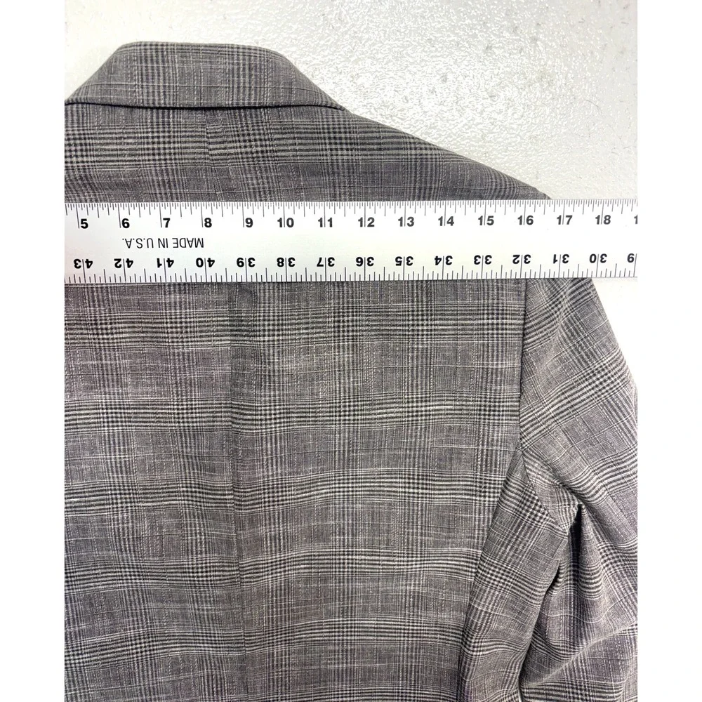 Banana Republic 38R Taupe Plaid Linen Cotton Wool Blazer Jacket Sport Coat Light
